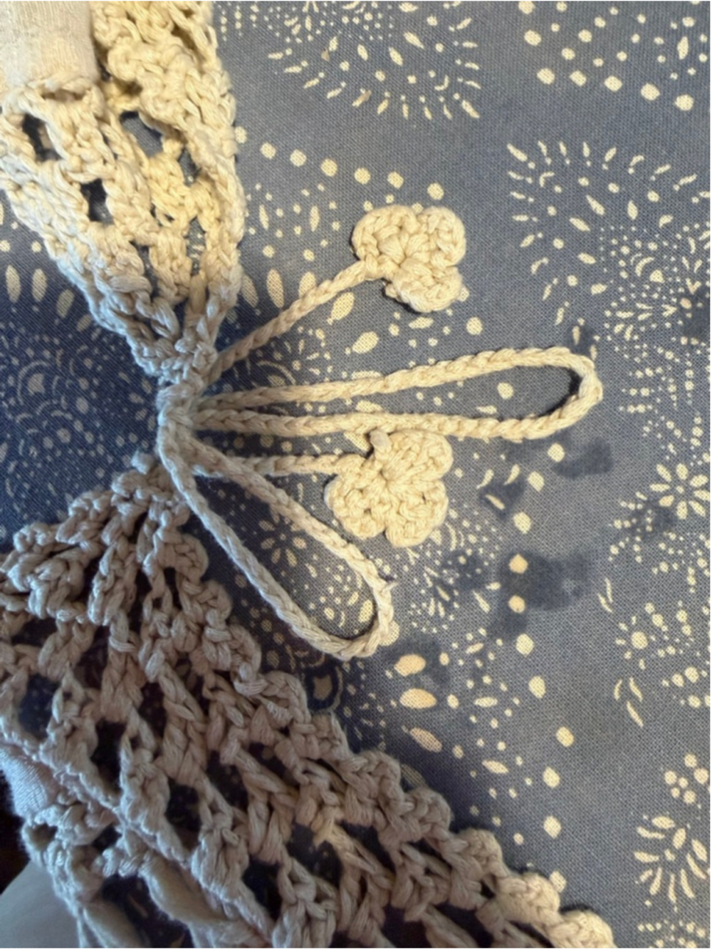Listicle Boho Crochet Trim Fringe Kimono Cardigan Large Cream Festival Duster - Picture 3 of 10